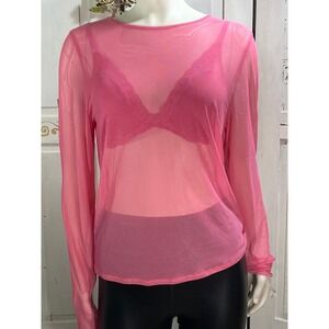 American Eagle NWT Pink Mesh Top Womens XL Stretch Sexy Pastel Goth Valentine's